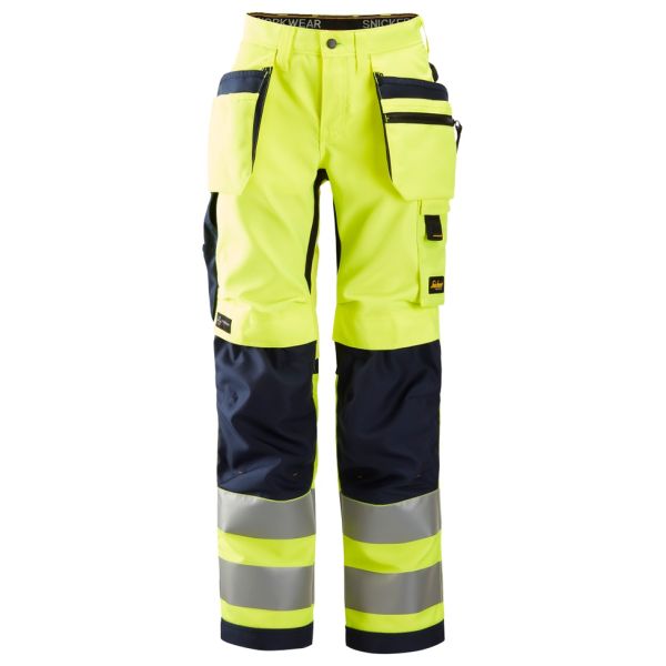 Snickers 6730 AllroundWork Arbeidsbukse varsel, gul/marineblå 17