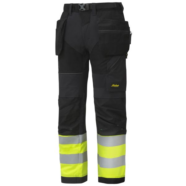 Snickers 6931 FlexiWork Bukse varsel, gul Str. 44