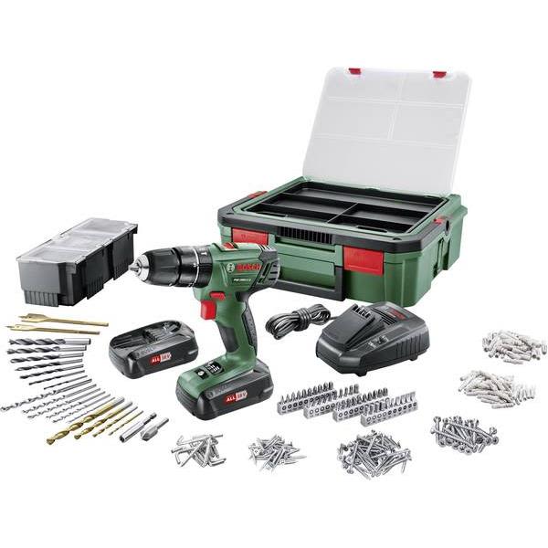 Bosch DIY PSR 1800 LI-2 + SystemBox Borskrutrekker med tilbehørssett, batterier og ladere