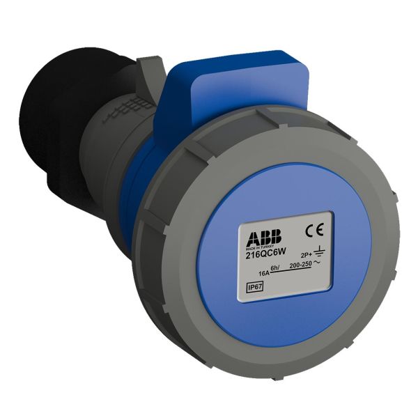 ABB 2CMA102297R1000 Skjøteuttak hurtigtilkoblet, vibrasjonsbestandig Blå, 16 A, 3-polet, IP67