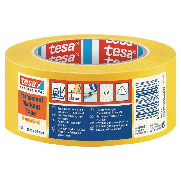 Tesa 4169 Linjemarkeringsteip PVC, 33 m x 50 mm, gul