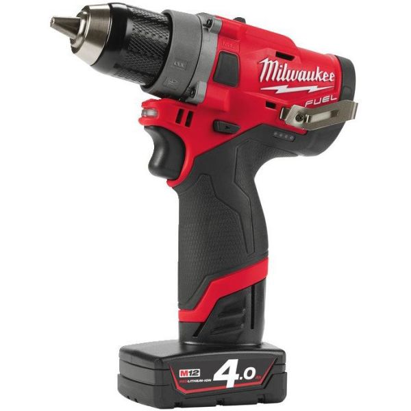 Milwaukee M12 FDD-402X Borskrutrekker med 4,0Ah-batterier og lader