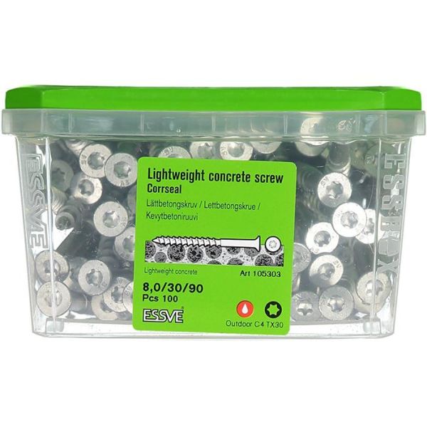 ESSVE CorrSeal TX30 Lettbetongskrue 8,0x90mm, 100-pakning