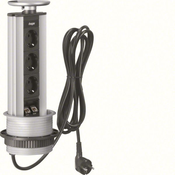Hager G7045LED Bordmodul 3 jordede uttak, data + LED
