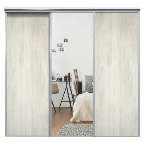 Mix Skyvedør White wood / Sølvspeil 2980 mm 3 dører