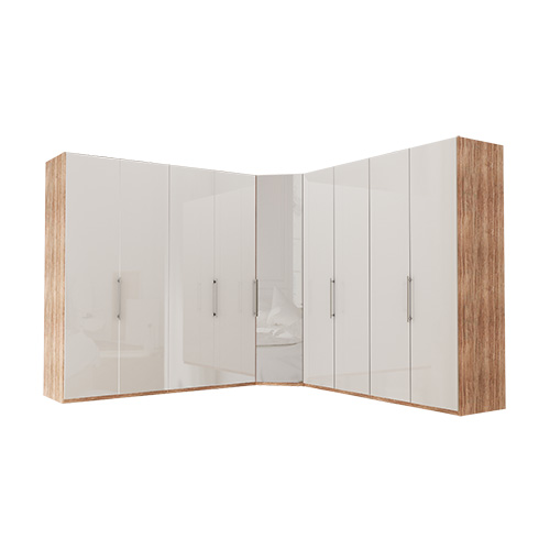 Garderobe Atlanta - Lys rustikk eik 200 + hjørne + 200, 236 cm