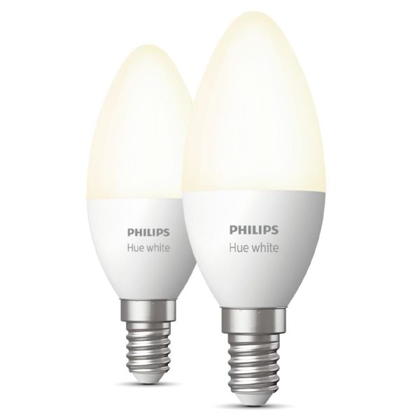 Philips Hue White LED-lampe 5,5 W, E14, B39, 2-pakning