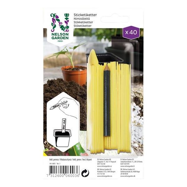 Nelson Garden 6003 Klebeetikett plast, med penn, 40-pakning