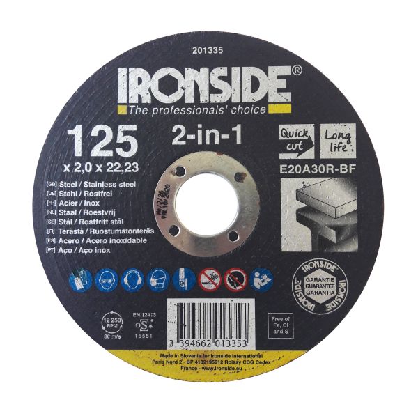 Ironside 201335 Kappskive 125 mm, F41, E20A, 2in1 125 x 2,0 x 22 mm