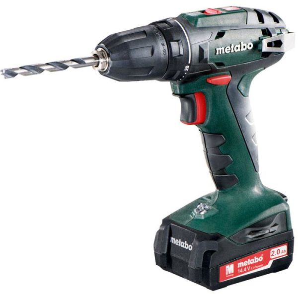 Metabo BS 14.4 Borskrutrekker med 10 mm chuck, batterier og lader