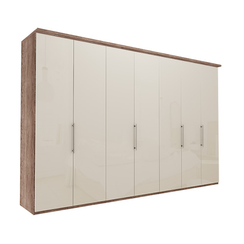 Garderobe Atlanta - Mørk rustikk eik 350 cm, 216 cm, Med gesims