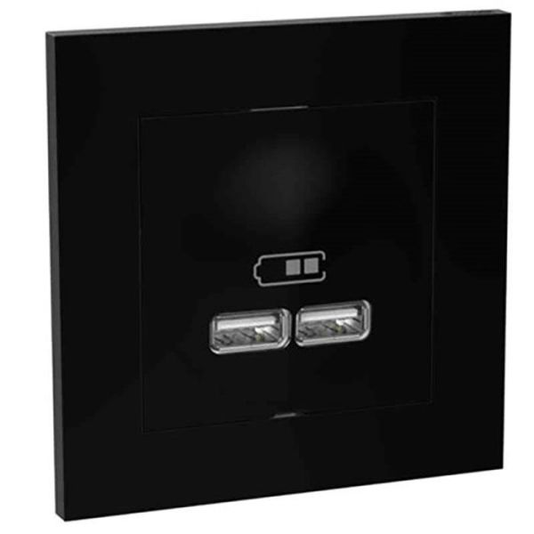 Elko Plus Ladestasjon innfelt, 2 USB Svart