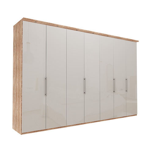 Garderobe Atlanta - Lys rustikk eik 350 cm, 216 cm, Med gesims