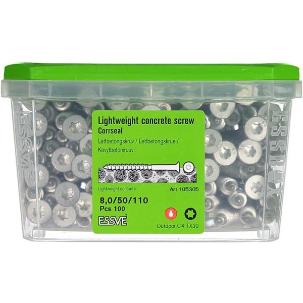 ESSVE CorrSeal TX30 Lettbetongskrue 8,0x110mm, 100-pakning