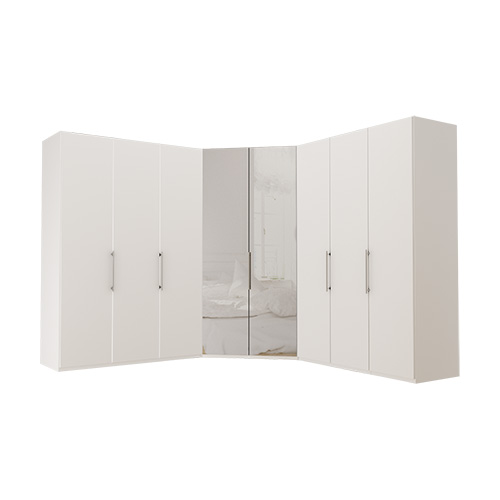 Garderobe Atlanta - Hvit 150 + walk-in + 150, 216 cm, Hvit