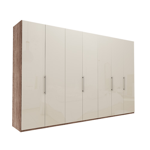 Garderobe Atlanta - Mørk rustikk eik 350 cm, 216 cm, Uten gesims / ramme