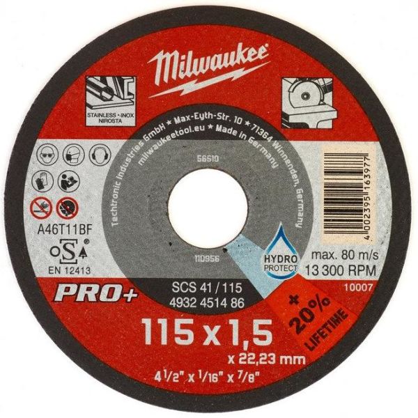 Milwaukee SCS 41 PRO+ Kappskive 115x1,5 mm