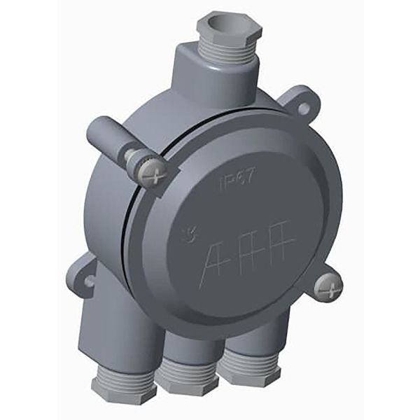 ABB 2CMA136540R1000 Lettmetallboks med gjenge 18,6 av aluminium 3 høyre, 1 venstre