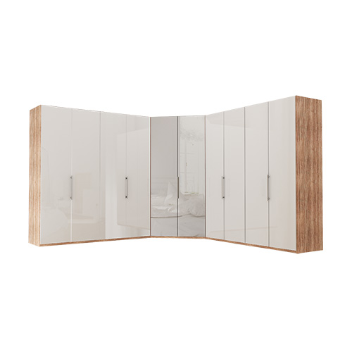 Garderobe Atlanta - Lys rustikk eik 200 + walk-in + 200, 236 cm