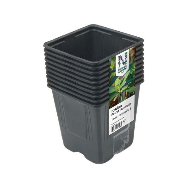 Nelson Garden 5726 Plastkrukke svart, 11 cm, 10-pakning