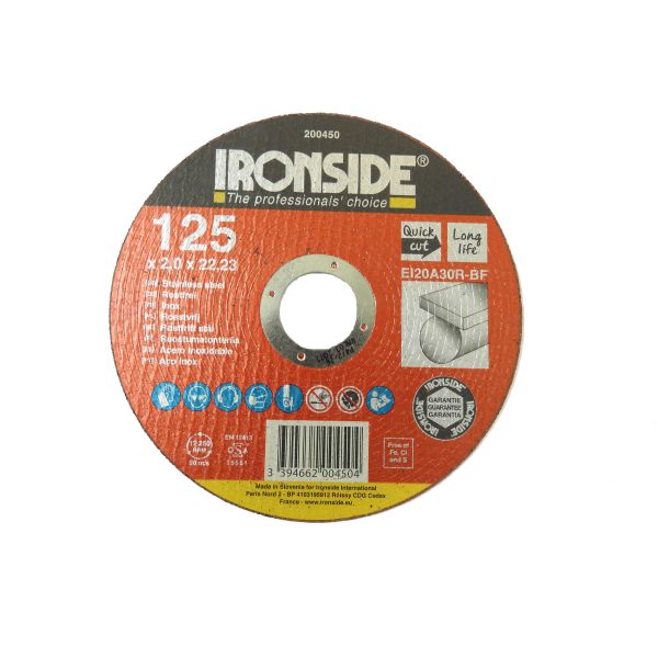Ironside 200450 Kappskive 125 mm, F41, EI20, Inox 125 x 2,0 x 22 mm