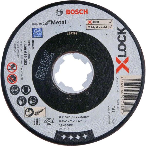 Bosch Expert for Metal Kappskive X-LOCK, rett skjæring 115 × 1,6 × 22,23 mm