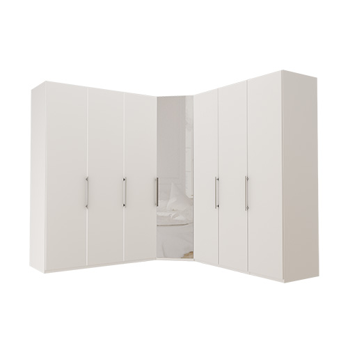 Garderobe Atlanta - Hvit 150 + hjørne + 150, 216 cm, Hvit