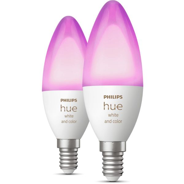 Philips Hue White and Color Ambiance LED-lampe 5,3 W, E14, 2-pakning