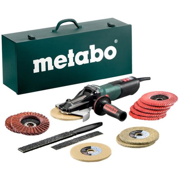 Metabo WEVF 10-125 Quick Inox Set Vinkelsliper tilbehør og oppbevaringsboks i metall, 1000 W
