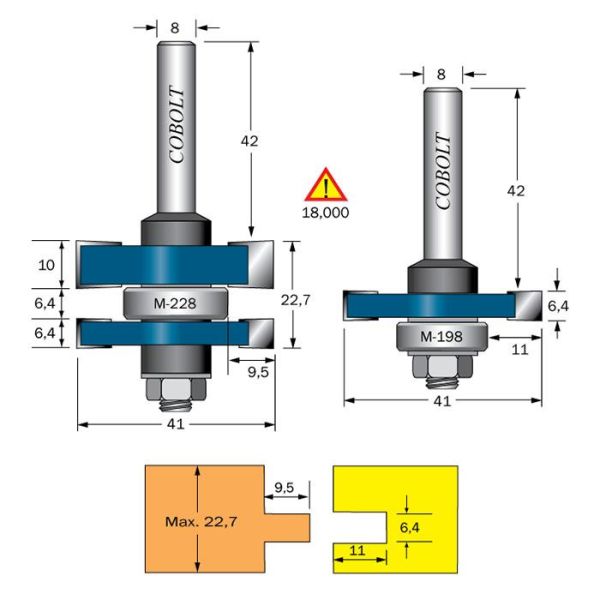 Cobolt 728 Fressett 2 stk. freser