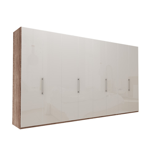 Garderobe Atlanta - Mørk rustikk eik 400 cm, 236 cm, Uten gesims / ramme