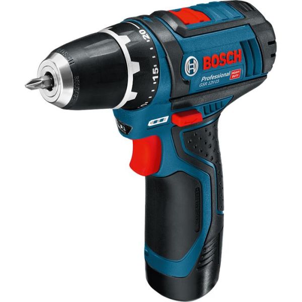 Bosch GSR 12V-15 Borrskrutrekker med 2,0 Ah-batterier og lader
