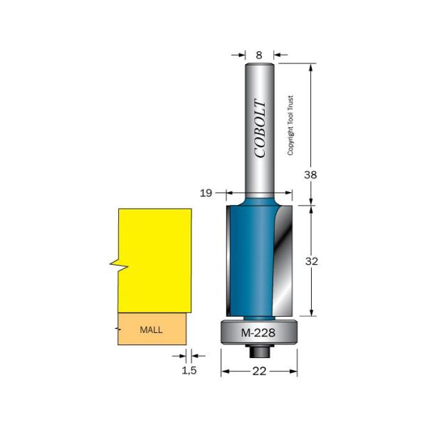 Cobolt 205-024-M228 Kantfres med kulelager for grovprofilering