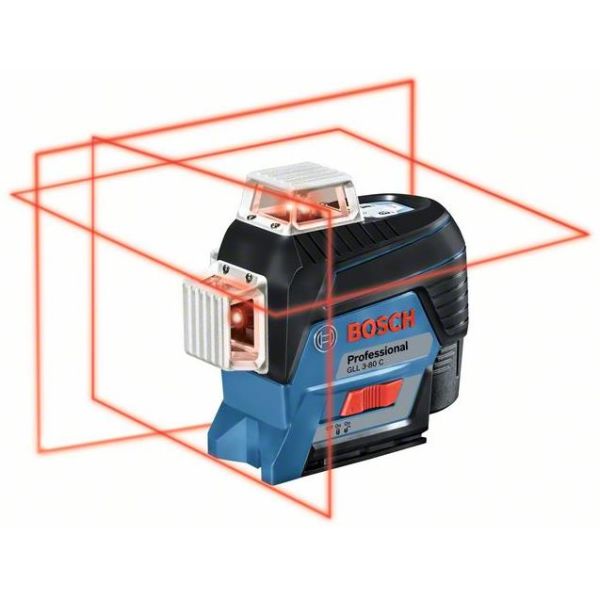 Bosch GLL 3-80 C Krysslaser rød, med L-BOXX, uten batteri og lader