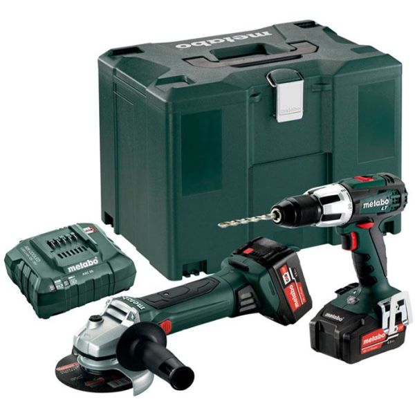 Metabo SB 18 LT + W 18 LTX 125 QUICK Verktøypakke med 4,0 Ah-batterier og lader