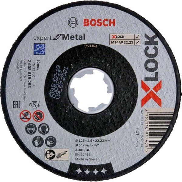 Bosch Expert for Metal Kappskive X-LOCK, rett skjæring 125 × 2,5 × 22,23 mm