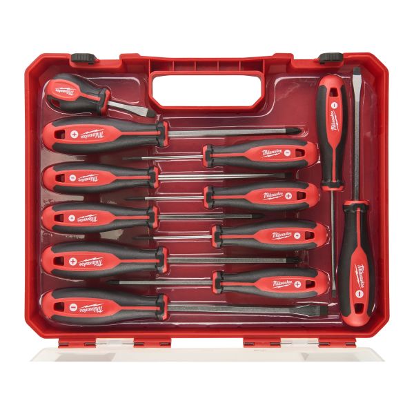 Milwaukee Tri-Lobe Skrutrekkersett med rundt skaft PZ0/PZ1/PZ2/PH0/PH1/PH2/SL2.5/SL4/SL5.5/SL6.5/SL6.5/SL8