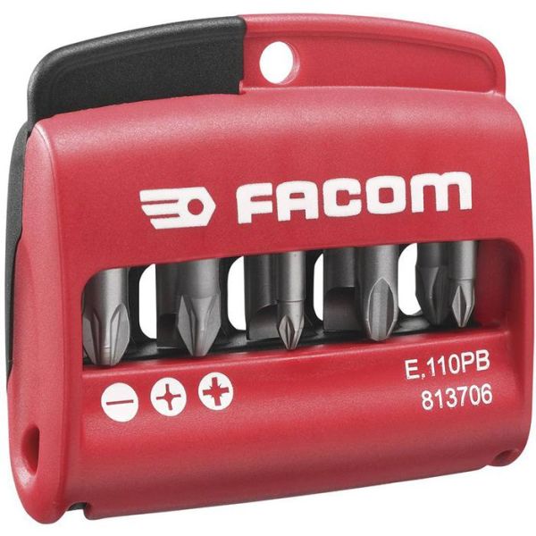 Facom E.110PB Bitssett i etui 10 stk, Phillips, Pozidriv, spor
