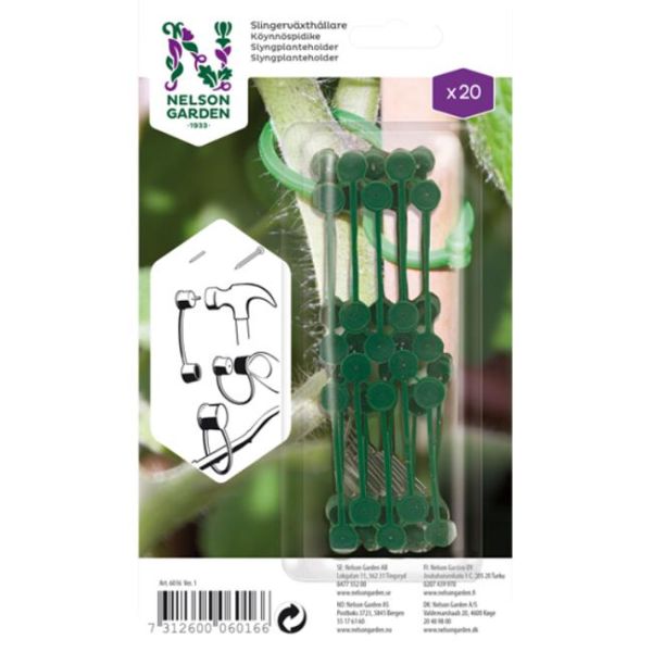 Nelson Garden 6016 Klatreplanteholder grønn plast, 20-pakning