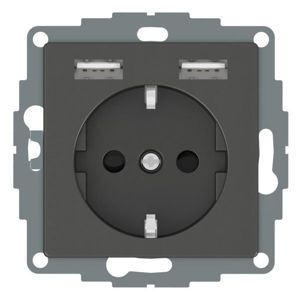Schneider Electric WDE003179 Vekkuttak 1-veis, 2 x USB, 4 A, antrasitt