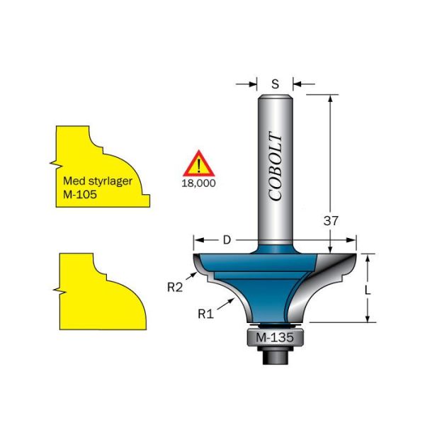 Cobolt 227-000 Kanprofilfres D=38 R=9,5