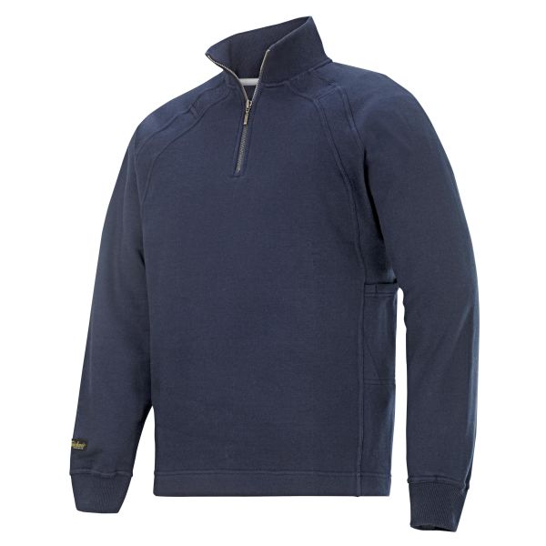 Snickers 2813 Sweatshirt marineblå, kort glidelås XS