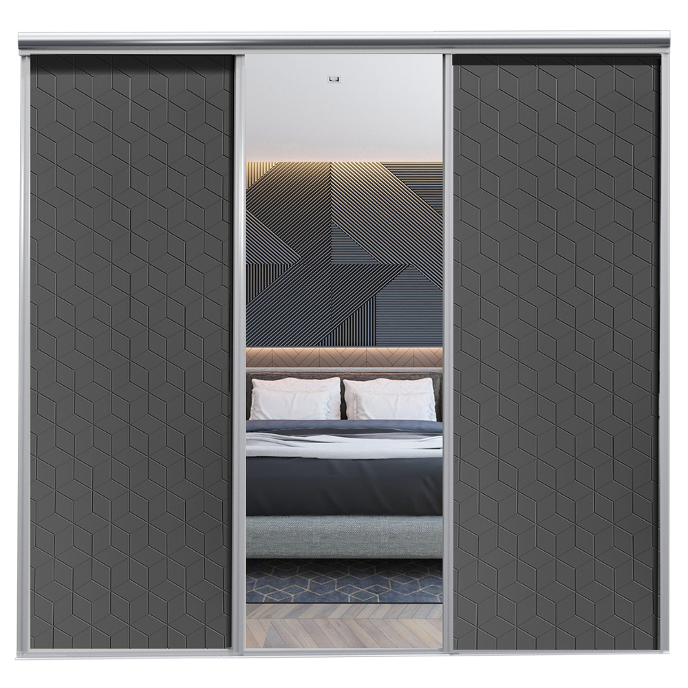 Mix Skyvedør Cube Antrasitt Sølvspeil 2080 mm 3 dører