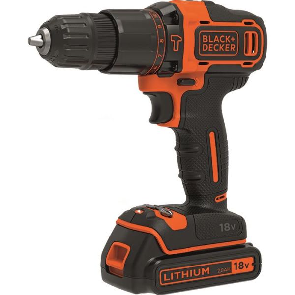 Black & Decker BDCHD18KB2-QW Slagbormaskin med 2,0 Ah-batterier, lader og veske