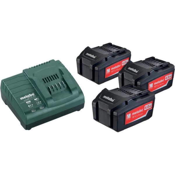 Metabo BAS-SET Ladepakke med 3 stk. 4,0Ah-batterier og lader