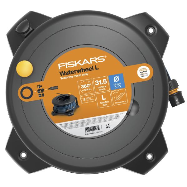 Fiskars Solid Waterwheel Slangetrommel L, 13 mm, med 30 m slange