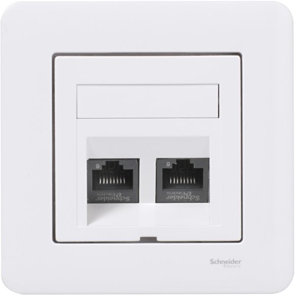 Schneider Electric Exxact 2xC6 UTP WDE002425 Modulæruttak 2 koblinger Vinklet