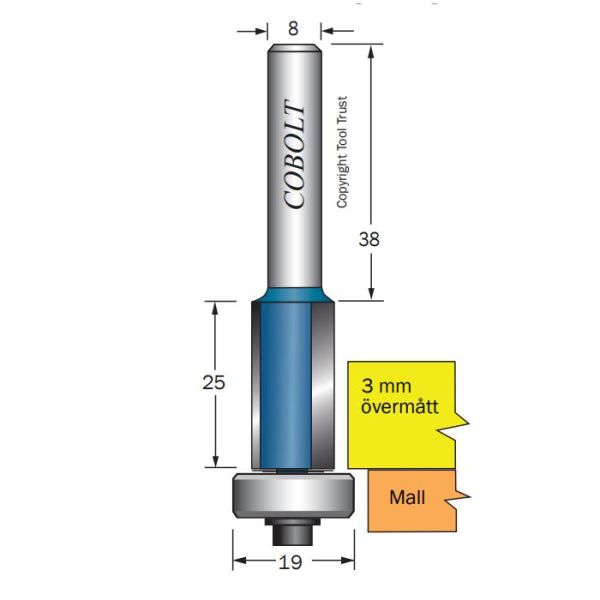 Cobolt 205-013-M195 Kantfres med kulelager for grovprofilering