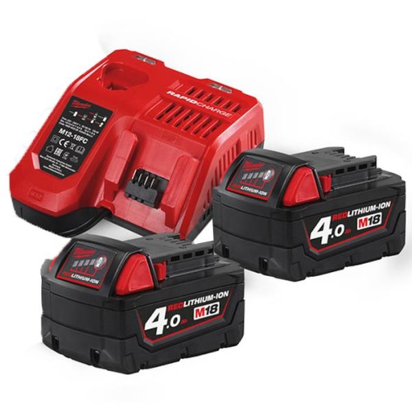 Milwaukee M18 NRG-402 Ladepakke 2 stk. batterier + 1 stk. Lader