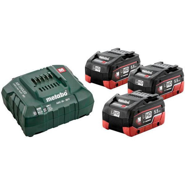 Metabo Bas-set Ladepakke 3 stk. 5,5Ah-batterier